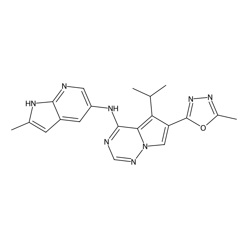 5-isopropyl-6-(5-methyl-1,3,4-oxadiazol-2-yl)-N-(2-methyl-1H-pyrrolo[2,3-b]pyridin-5-yl)pyrrolo[2,1-f][1,2,4]triazin-4-amine