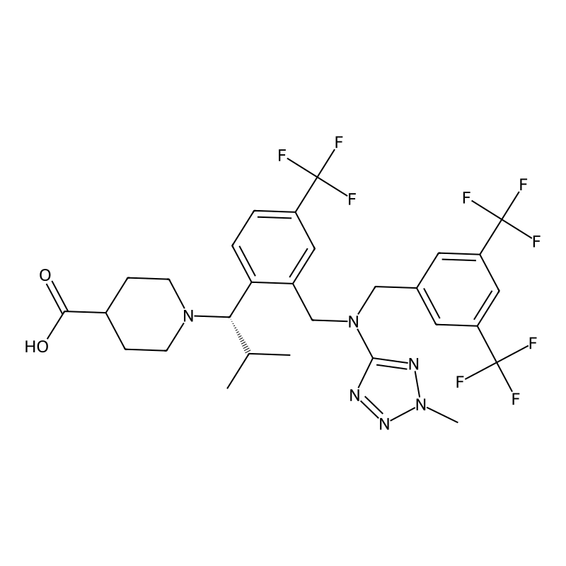 1-[(1S)-1-[2-[[[[3,5-Bis(trifluoromethyl)phenyl]methyl](2-methyl-2H-tetrazol-5-yl)amino]methyl]-4-(trifluoromethyl)phenyl]-2-methylpropyl]-4-piperidinecarboxylic acid