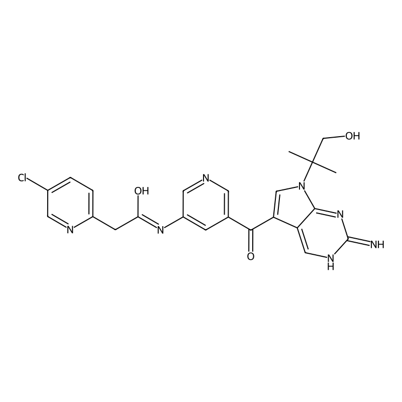 N-[5-[2-amino-7-(1-hydroxy-2-methylpropan-2-yl)pyrrolo[2,3-d]pyrimidine-5-carbonyl]pyridin-3-yl]-2-(5-chloropyridin-2-yl)acetamide