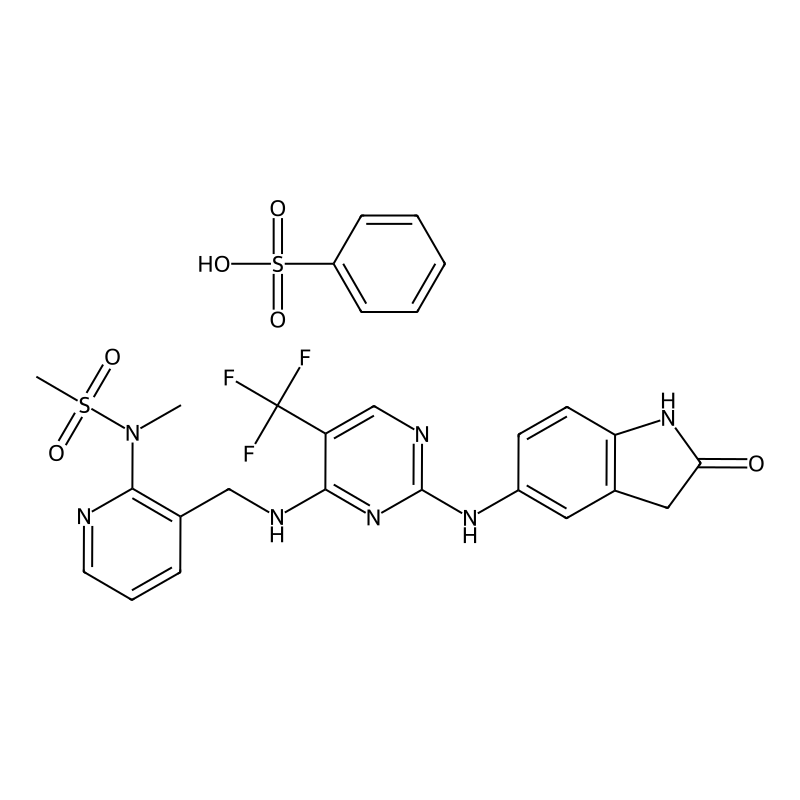 benzenesulfonic acid;N-methyl-N-[3-[[[2-[(2-oxo-1,3-dihydroindol-5-yl)amino]-5-(trifluoromethyl)pyrimidin-4-yl]amino]methyl]pyridin-2-yl]methanesulfonamide