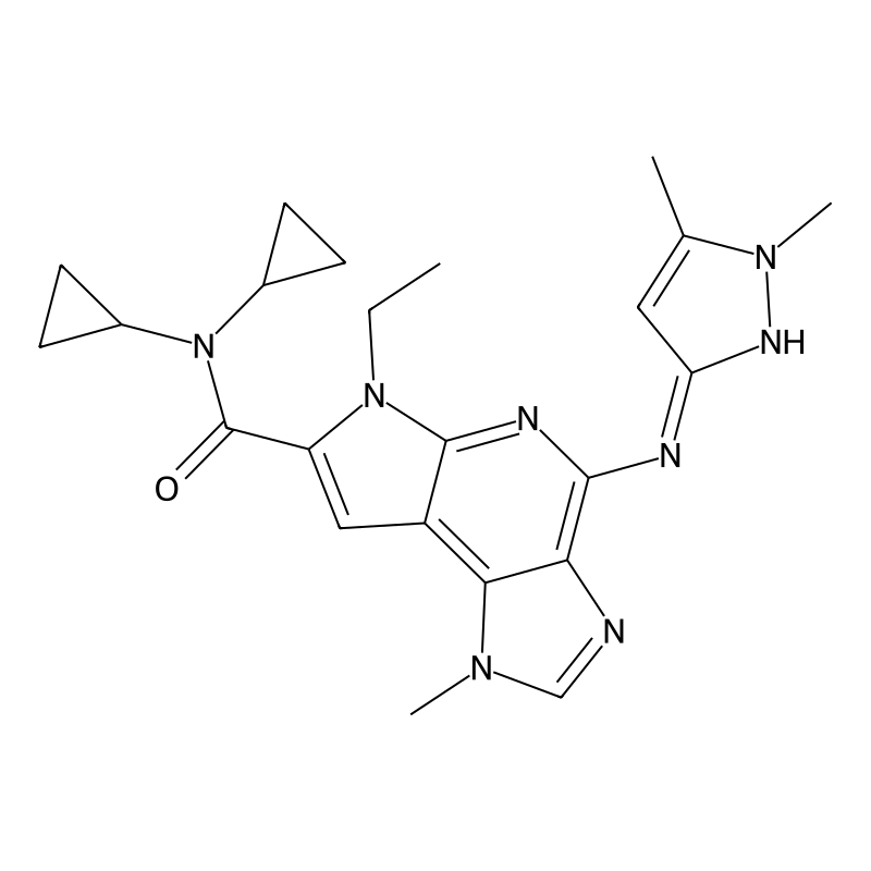 N,N-dicyclopropyl-7-[(1,5-dimethylpyrazol-3-yl)amino]-10-ethyl-3-methyl-3,5,8,10-tetrazatricyclo[7.3.0.02,6]dodeca-1,4,6,8,11-pentaene-11-carboxamide