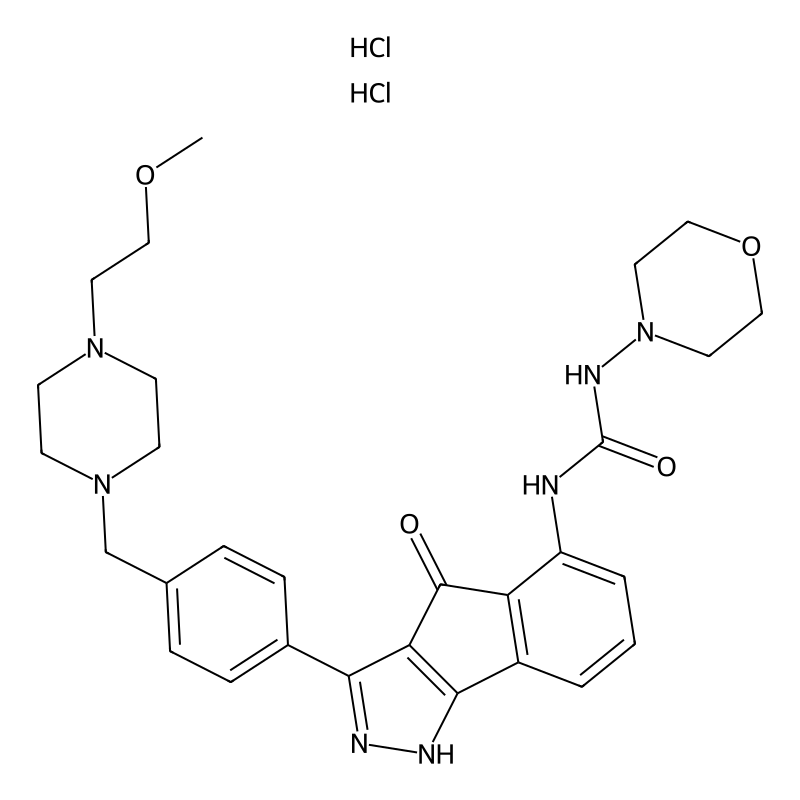 1-[3-[4-[[4-(2-methoxyethyl)piperazin-1-yl]methyl]phenyl]-4-oxo-1H-indeno[1,2-c]pyrazol-5-yl]-3-morpholin-4-ylurea;dihydrochloride