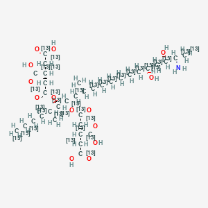 (2R)-2-[2-[(5R,6R,7S,9S,16R,18S,19S)-19-amino-6-[(3R)-3,4-bis(hydroxycarbonyl)(1,2,3,4-13C4)butanoyl]oxy-16,18-dihydroxy-5,9-di((113C)methyl)(1,2,3,4,5,6,7,8,9,10,11,12,13,14,15,16,17,18,19,20-13C20)icosan-7-yl]oxy-2-oxo(1,2-13C2)ethyl](1,2,3,4-13C4)butanedioic acid