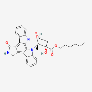 hexyl (15R,16S,18S)-16-hydroxy-15-methyl-3-oxo-28-oxa-4,14,19-triazaoctacyclo[12.11.2.115,18.02,6.07,27.08,13.019,26.020,25]octacosa-1,6,8,10,12,20,22,24,26-nonaene-16-carboxylate