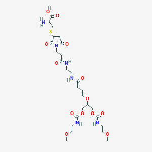 2-Amino-3-[1-[3-[2-[4-[1,3-bis(2-methoxyethylcarbamoyloxy)propan-2-yloxy]butanoylamino]ethylamino]-3-oxopropyl]-2,5-dioxopyrrolidin-3-yl]sulfanylpropanoic acid