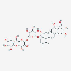 [(2S,3R,4S,5S,6R)-6-[[(2R,3R,4R,5S,6R)-3,4-dihydroxy-6-(hydroxymethyl)-5-[(2S,3R,4R,5R,6S)-3,4,5-trihydroxy-6-methyloxan-2-yl]oxyoxan-2-yl]oxymethyl]-3,4,5-trihydroxyoxan-2-yl] (1S,2R,4aS,6aR,6aR,6bR,8R,8aR,9R,10R,11R,12aR,14bS)-8,10,11-trihydroxy-9-(hydroxymethyl)-1,2,6a,6b,9,12a-hexamethyl-2,3,4,5,6,6a,7,8,8a,10,11,12,13,14b-tetradecahydro-1H-picene-4a-carboxylate