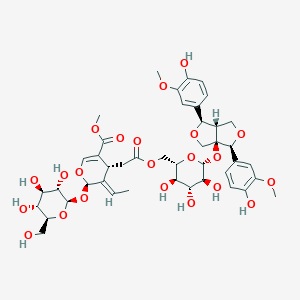 methyl (4R,5E,6R)-4-[2-[[(2S,3R,4R,5S,6R)-6-[[(3S,3aR,6R,6aS)-3,6-bis(4-hydroxy-3-methoxyphenyl)-3,4,6,6a-tetrahydro-1H-furo[3,4-c]furan-3a-yl]oxy]-3,4,5-trihydroxyoxan-2-yl]methoxy]-2-oxoethyl]-5-ethylidene-6-[(2R,3S,4R,5R,6S)-3,4,5-trihydroxy-6-(hydroxymethyl)oxan-2-yl]oxy-4H-pyran-3-carboxylate